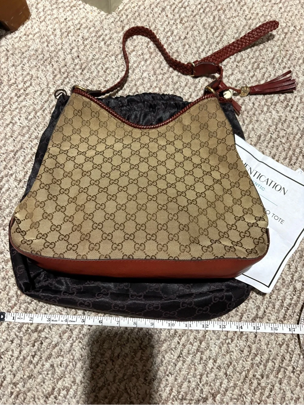 Gucci Marrakech Hobo Logo Canvas GG Shoulder Bag w COA & Dust Bag - EUC!